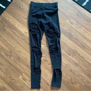 XS Forever 21 black distressed leggings